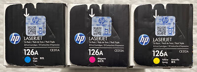 Pack De 3 Toners HP CF341A / CE311A / CE312A / CE313A – 126A CYM, Neufs