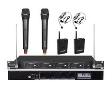 4 Channel VHF Wireless Handheld Headset Microphone Dynamic Microphone System