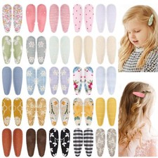 50PCS Floral Print Hair Clips for Toddler Girls Non-Slip Wrapped Snap Hairpins