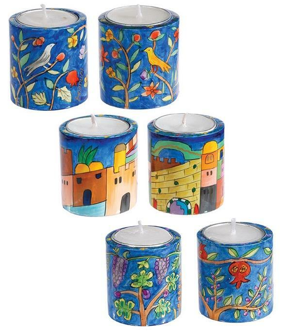 Yair Emanuel Modern Shabbat Candle Holders – Star Of David Design In Blue, Judaica Gift