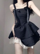 One Piece Dress Party Mini Dress Office Lady Elegant Casual Black Strap Dress 