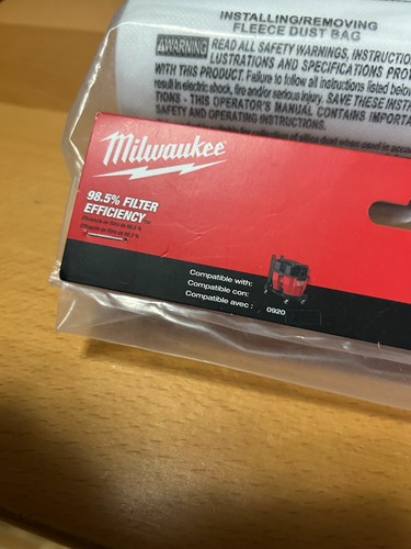 New Milwaukee 49-90-1989 Fleece Dust Bags (5PK) - 9 Gallon - Picture 4 of 5