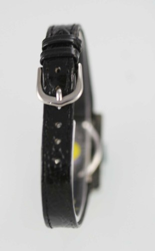 Charles Delon Bleu Perle Femmes Inoxydable Argent Cuir Noir Montre Quartz - Zdjęcie 3 z 3