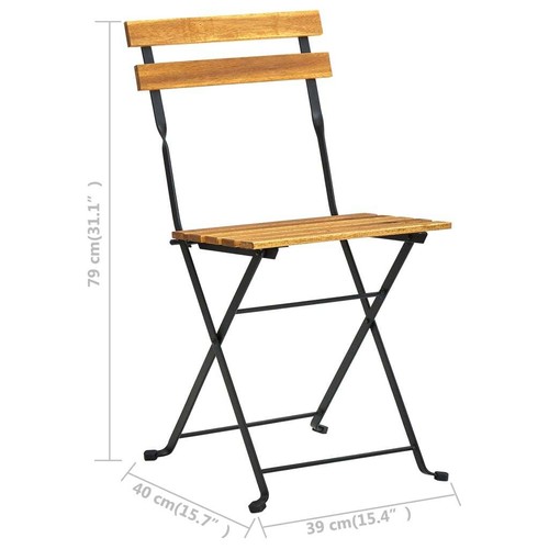 NNEVL Folding Bistro Chair 4 pcs Solid Acacia Wood - 第 10/10 張圖片