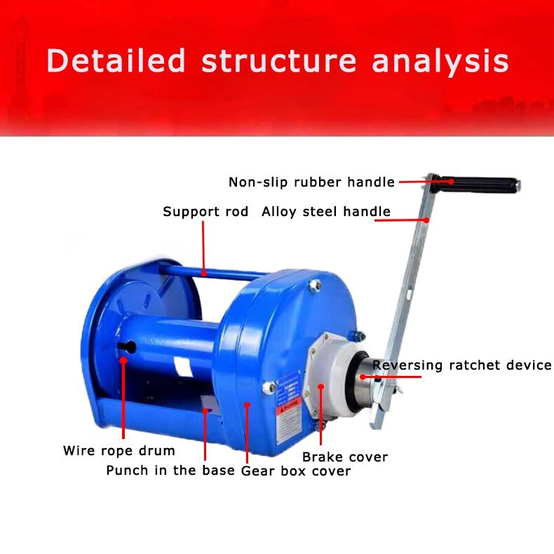 Small hoist Manual winch tractor twoway selflocking heavyduty winch