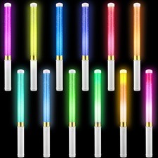 12 Pcs Glow Sticks Reusable 15 Colors LED Light up Stick Bulk Flashing Bright...