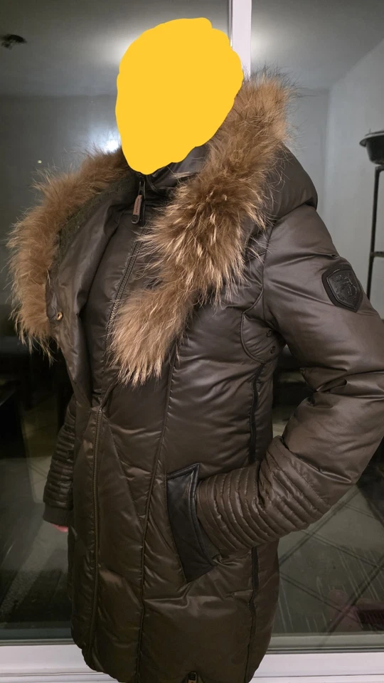 Auténtico Abrigo de Plumón de Invierno Rudsak para Mujer con Piel Natural Estilo 8113936, L Marrón Foto 4 de 4
