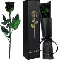 Infinity Rose In Geschenkbox, Schwarz Ewige Rose Mit Stiel Mit Konservierte