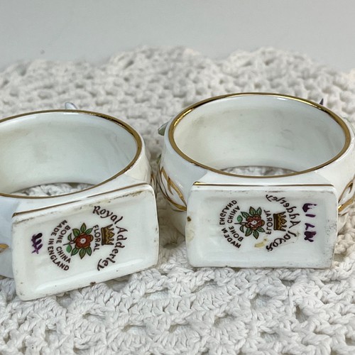 Royal Adderley Bone China Floral Serviettenringe England Vintage Porzellan Paar - Bild 4 von 15