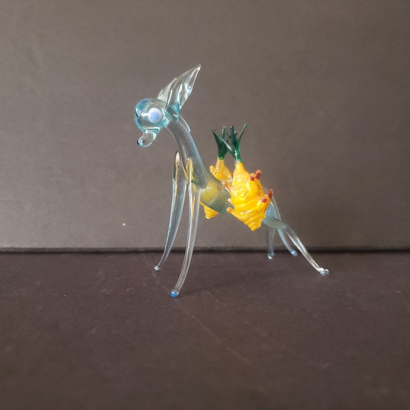 Hand Blown Glass - Light Blue Burrow/Donkey w/ Pineapples