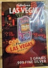 Las Vegas 5 Gram Slot Machine .999 Silver Round Colorful Art Card Collectable