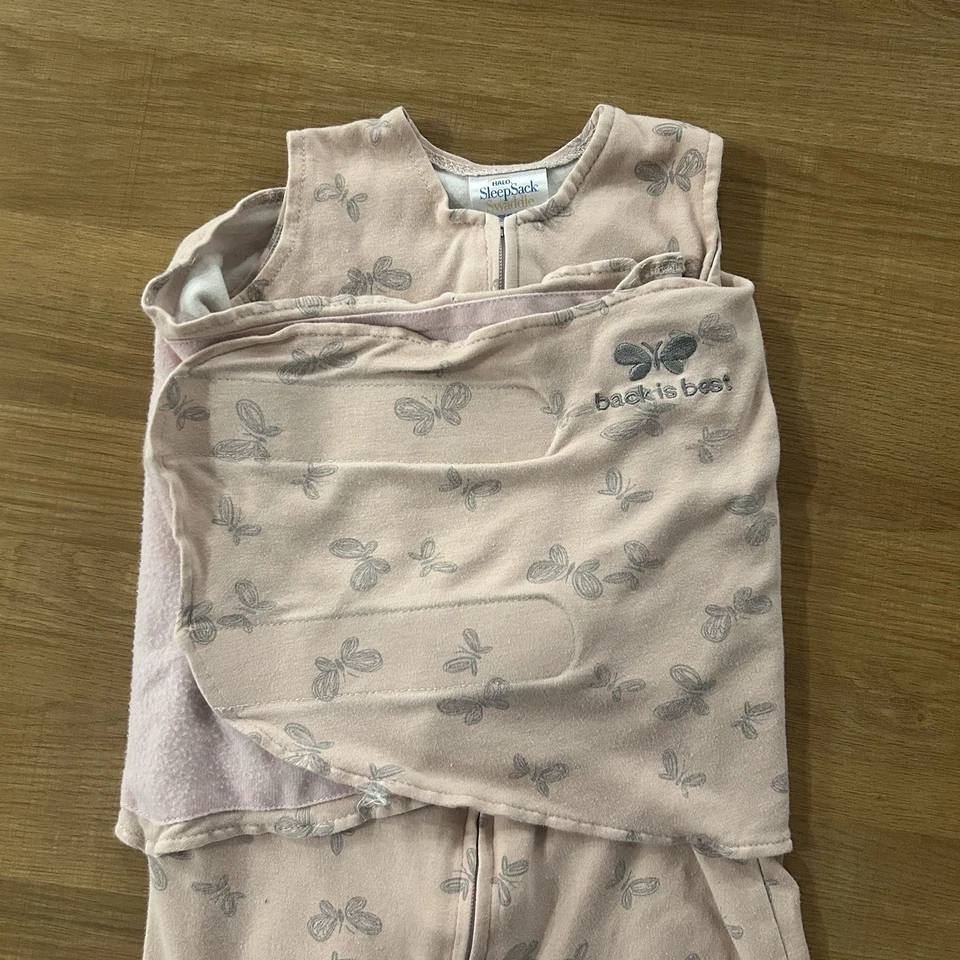 Saco de dormir HALO envoltura mariposa 100 % algodón cremallera bidireccional 3-6 meses 13-18 libras. Foto 3 de 4