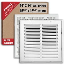 Fits 14x14 Duct Opening | Filter Included Steel Return Air Filter Grille by...