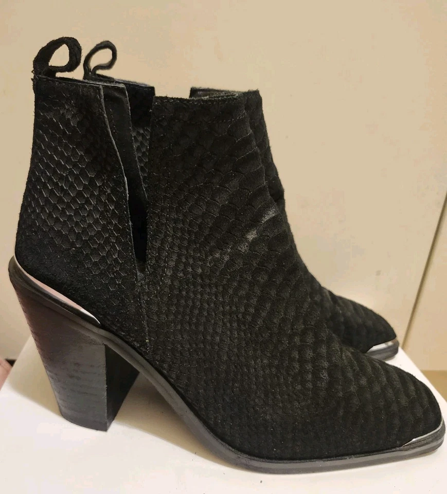 Jeffrey Campbell "Cromwell" Negro Serpiente Gamuza Repujado Botines Talla 8 Ret. $190 Foto 3 de 4