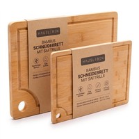hausleben Bambus Schneidebrett 2Er Set (33X23 & 40X30 Cm) Mit Saftrille