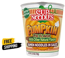 Nissin Foods Cup Noodles Limited Edition Ramen Noodles Pumpkin Pie Flavor, 2.75o