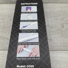 Delamu Cable Concealer Cord Cover Raceway 142in White Model CC05 Adhesive Wall