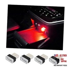 4 PCS USB LED Car Interior Atmosphere Lamp, Plug-in USB Decor Night Light, Red