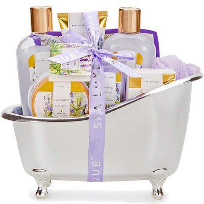 Bade Geschenkset Lavendel Wellness Set Badewanne Deko Geschenk Muttertag Frau