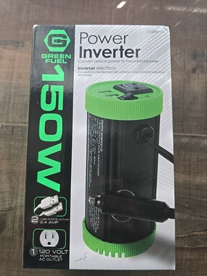 Green Fuel 150W Vehicle Power Inverter Charger 2USB Port AC Outlet