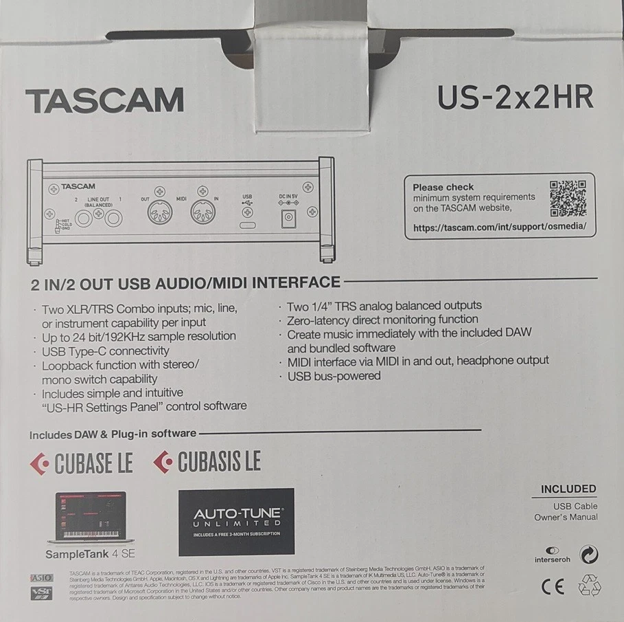 TASCAM US-2x2 HR USB Audio Midi Interface - Bild 4 von 4