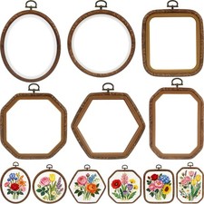 Qunclay 6 Pcs Large Embroidery Hoop Frame Decorative Imitated Wood wood color