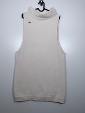 Free People Womens Mockneck Knitted Sweater Dress Sleeveless Beige Sz L 19.5x34