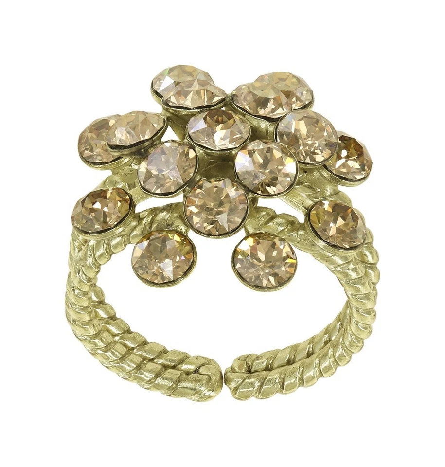 Konplott: Ring Magic Fireball shinny brass, klassischer Kristallblüten-Ring
