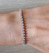 Bracciale Tennis Vintage in Argento 925 con Zirconi Rosa