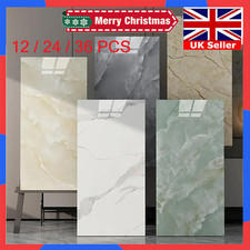 12-36PCS Self-Adhesive Marble Tiles Sticker Stick On Wall Floor Kitchen Bathroom