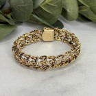 Vintage Rhythm 12k GF Gold Filled Double Link Charm Bracelet Bangle 6”