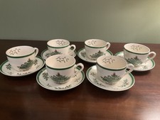 Spode Christmas Tree Gold Set of 6 Cups  Saucers