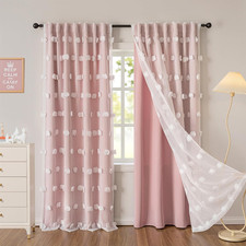 Pink Curtains for Girls Room 84 Inches Long Nursery Curtains Girl for Kids Room