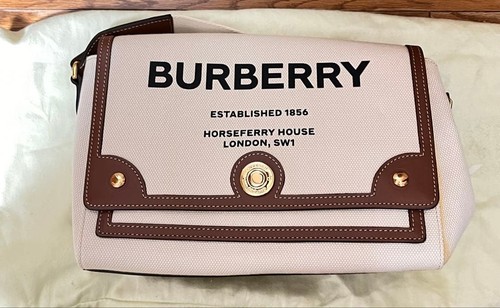 Burberry Canvas Shoulder Bag Light Beige Gold Hardware Auth