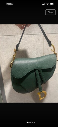 Dior Saddle Green Leather Saddle Bag Gold Hardware Adjustable Strap
