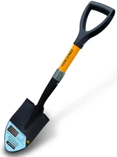 Shovel for Digging, Round Small Head with Wooden D-Handle, Metal Garden Shove...