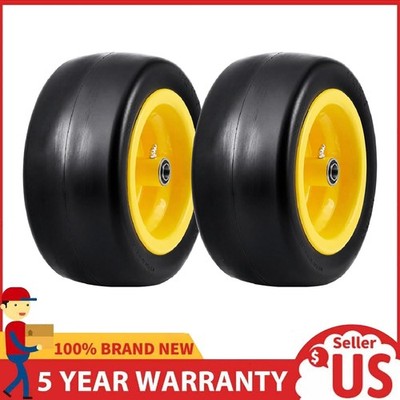 2pcs 13x5.00-6 Flat Free Lawn Mower Tire & Wheel Replacement for Zero Turn Mower