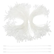 300 Pcs Polyester Hang Tag String, 8 Inch White Snap Lock Pins Loop Price Tag