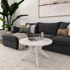 Cross Leg Modern Coffee Table, 30 Inch Wood Coffee Tables for Living Room, Ro...