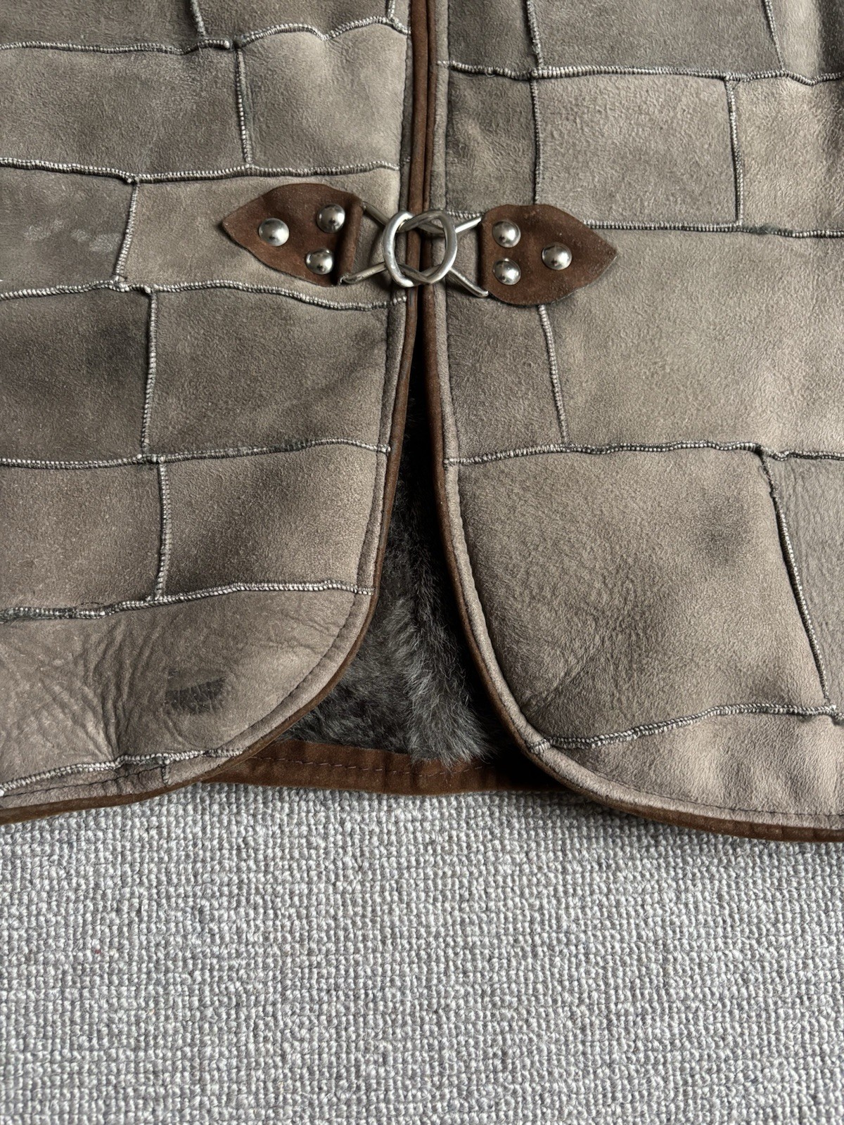 Vintage Reversible Patchwork Suede Sheepskin Vest… - image 6