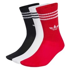 Image of Adidas Kids Crew Socks 3 Pairs Soft Cotton Blend with Ribbed Cuffs Black White