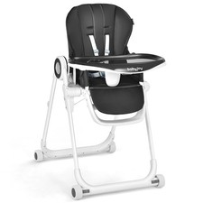 Baby High Chair Foldable Feeding Dining Chair with 4 Lockable Wheels