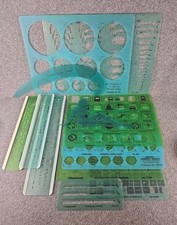 Vintage Timesaver Drafting Templates Lot of 14 Lettering Guides Symbols 160-V