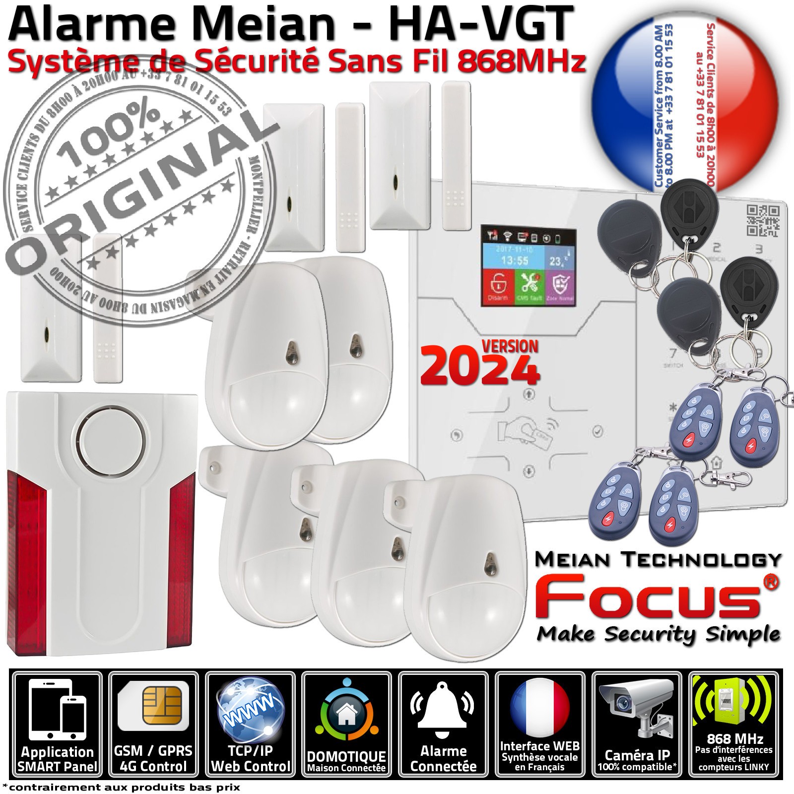 Système d'alarme connecté LOFT Focus ST-VGT Ethernet GSM TCP-IP 868MHz sans fil blanc