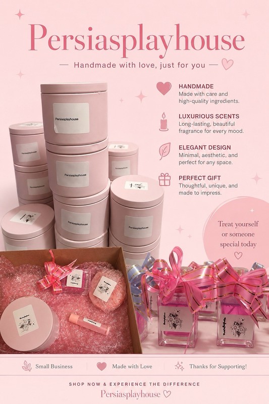 Persiasplayhouse Handmade Pink Floral Gift Set Soap Lip Balm Body Mist