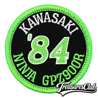 1984 Kawasaki Ninja GPZ900R Embroidered Patch Black/Neon Green Iron-On Sew-On
