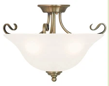 Livex Lighting 6130-01 Coronado Semi-Flush Mount Antique Brass