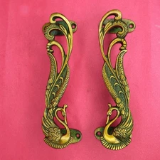 Peacock Shape Antique Vintage Style Handmade Brass Door Pull Handles Knob Gift