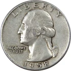 1958 Washington Quarter Circulated Silver 25c Coin Collectible