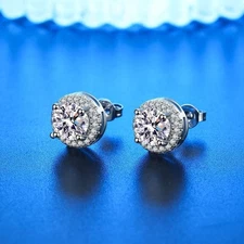 Women's Zircon Stud Earrings Hypoallergenic Copper Ear Studs Jewelry Gift Idea